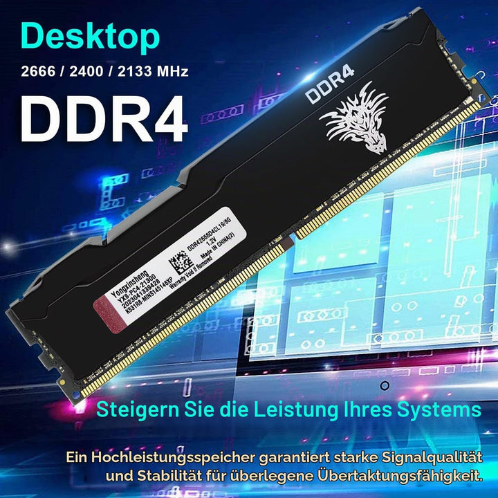 DDR4 2666MHz 8GB Desktop RAM PC4-21300 UDIMM Non-ECC Unbuffered 1.2V 288-Pin CL19 PC Computer Memory