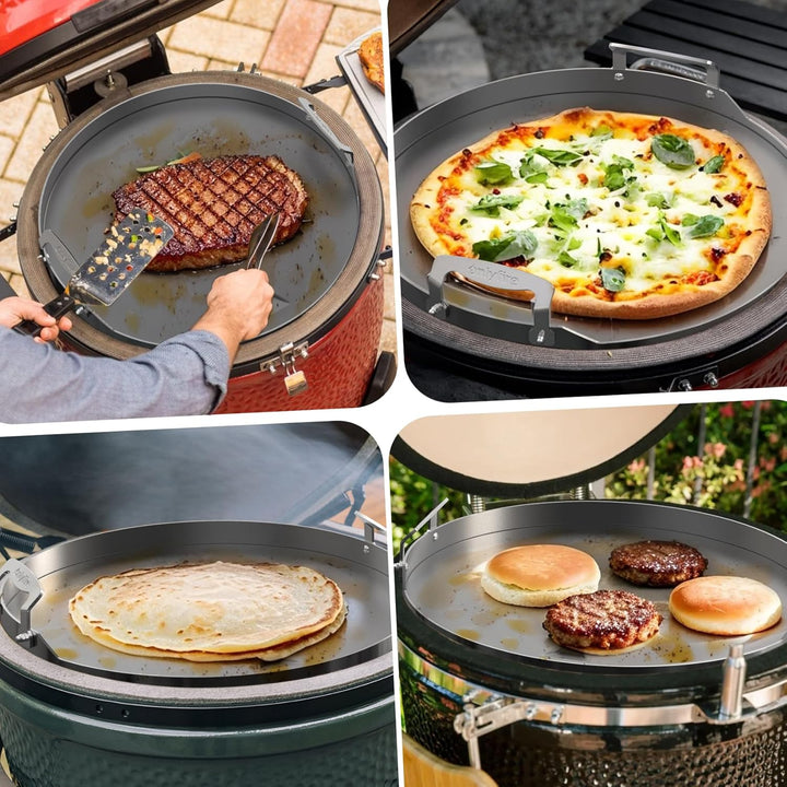 Onlyfire Plancha Grillplatte mit Abnehmbarer Griff, BBQ Grillplatten für Large Big Green Egg, Kamado