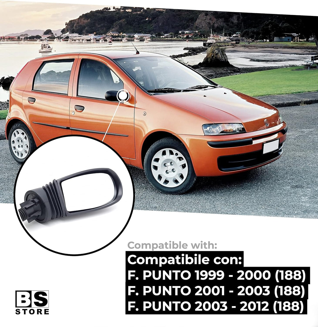 BSSTORE Aussenspiegel Schwarz für PUNTO von 1999 bis 2012 (188) Komplett mit Mechanischer Verstellun