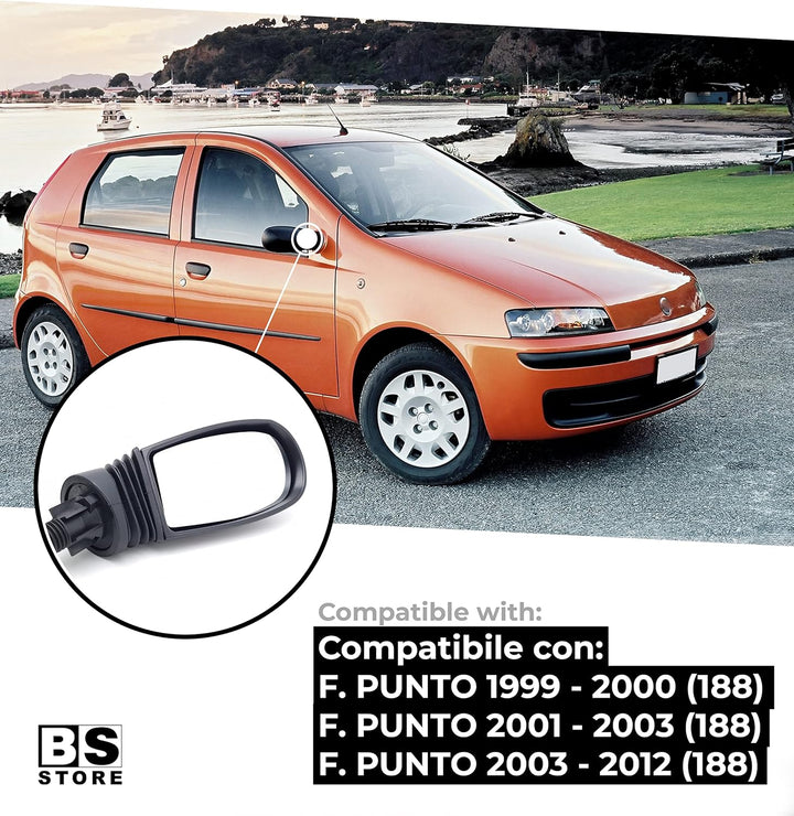 BSSTORE Aussenspiegel Schwarz für PUNTO von 1999 bis 2012 (188) Komplett mit Mechanischer Verstellun