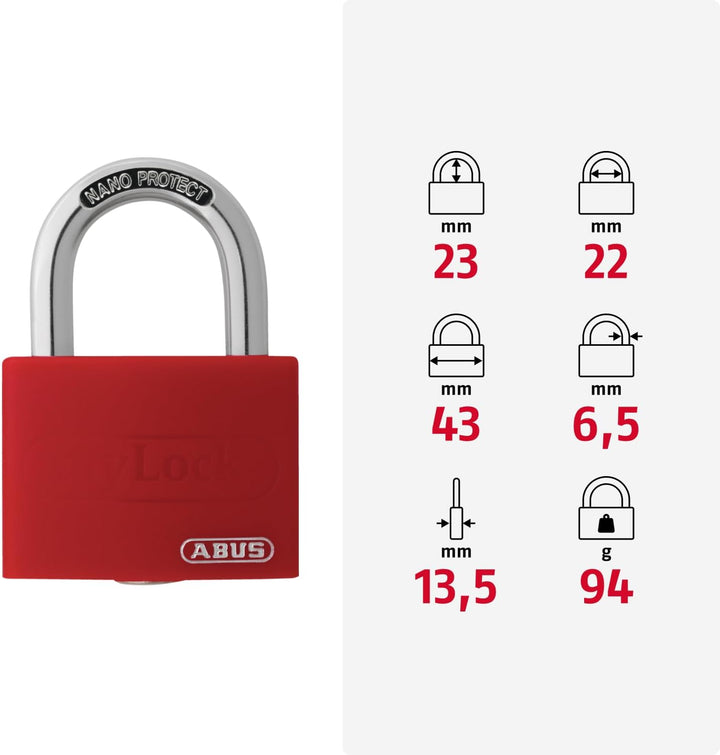 ABUS Vorhängeschloss T65AL/40 myLOCK - individuell beschreibbar - Spindschloss - massiver Aluminium-