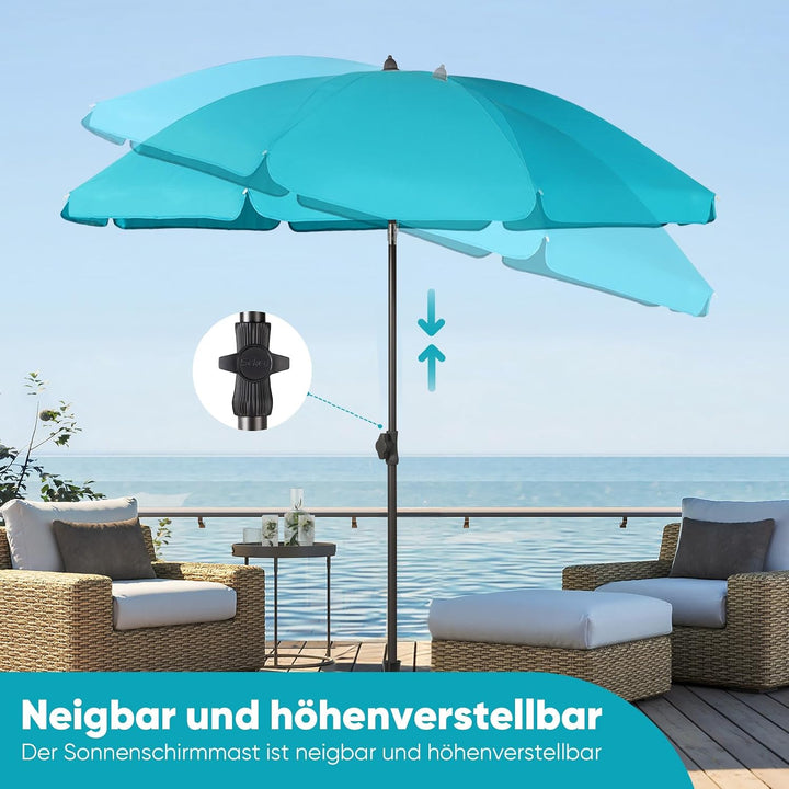 Sekey 160 cm Sonnenschirm Balkon mit Bodenhülse & Schutzhülle, Neigungs und Höhenverstellung, Sonnen