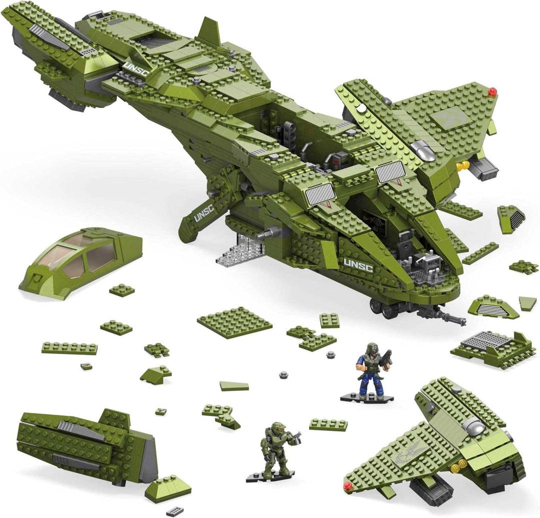 MEGA Construx GNB28 - Halo Infinite UNSC Pelican-Flugschiff, mit 2024 Bausteinen, Spielzeug ab 10 Ja