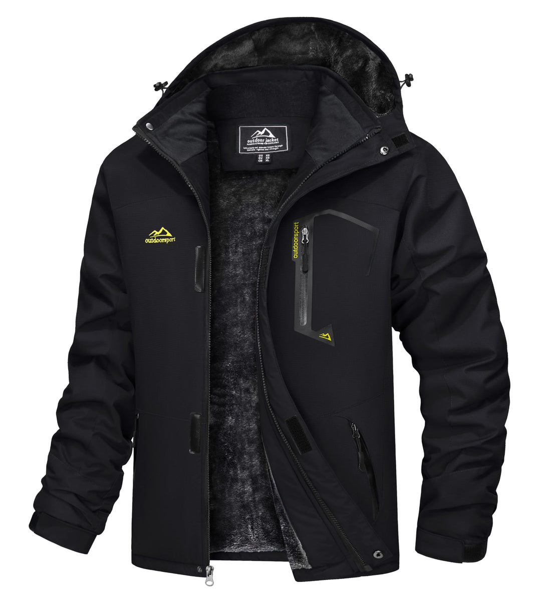 TACVASEN Herren Winter Wasserdichte Winddichte Winterjacke Warme Fleece-Futter Ski Regenmantel mit K