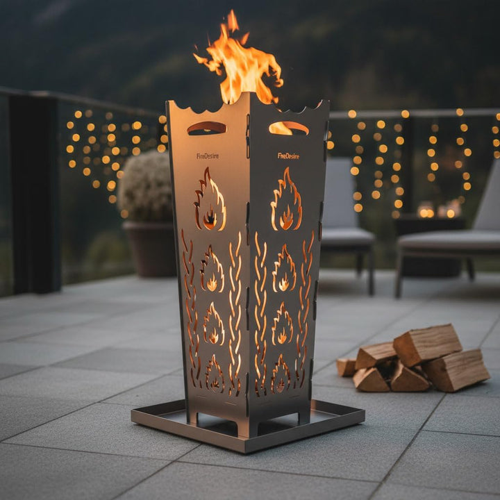 FireDesire Grill Pro Feuerkorb 80cm + Grillplatte + Ascheschale, Feuertonne, Feuerschale, Grilltonne