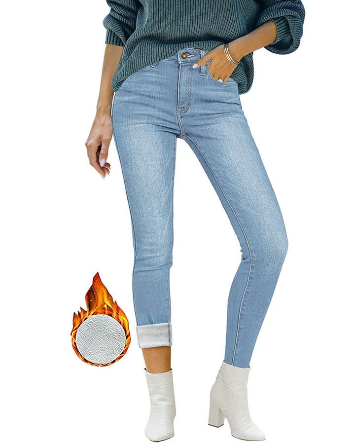 Skinny Jeans Damen High Waist Thermo Jeans Damen Winter Gefütter Thermo Jeans Leggings Damen Stretch