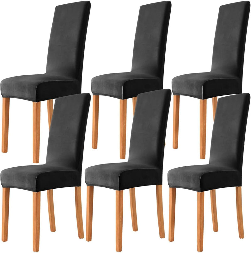 Morwealth 4er 6er Set Stuhlhussen, Stuhlbezug für Esszimmer Waschbar Samt Stretch Stuhl hussen Unive