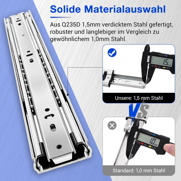 Strapazierfähige Schubladenschienen, Vollauszug, Seitenmontage, 35,6 cm, 45,4 cm, 50,6 cm, 50,4 cm,