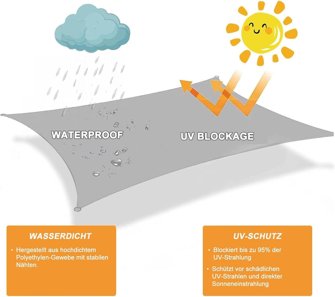 SUNNY GUARD Sonnensegel Wasserdicht 2x3m Rechteckig Sonnenschutz Wetterschutz Segel Baldachin UV Sch