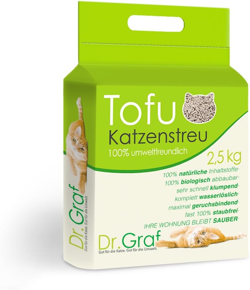 Tofu Katzenstreu, 100% natürlich, Innovative Klumpstreu, geruchsfrei, komplett wasserlöslich， biolog