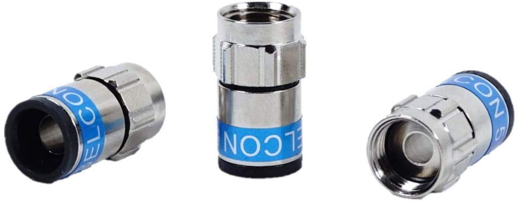 Cabelcon F-56 5.1W Self Install Nitin mit integriertem O-Ring (wasserdicht) F-Stecker blau RG6 / 7mm