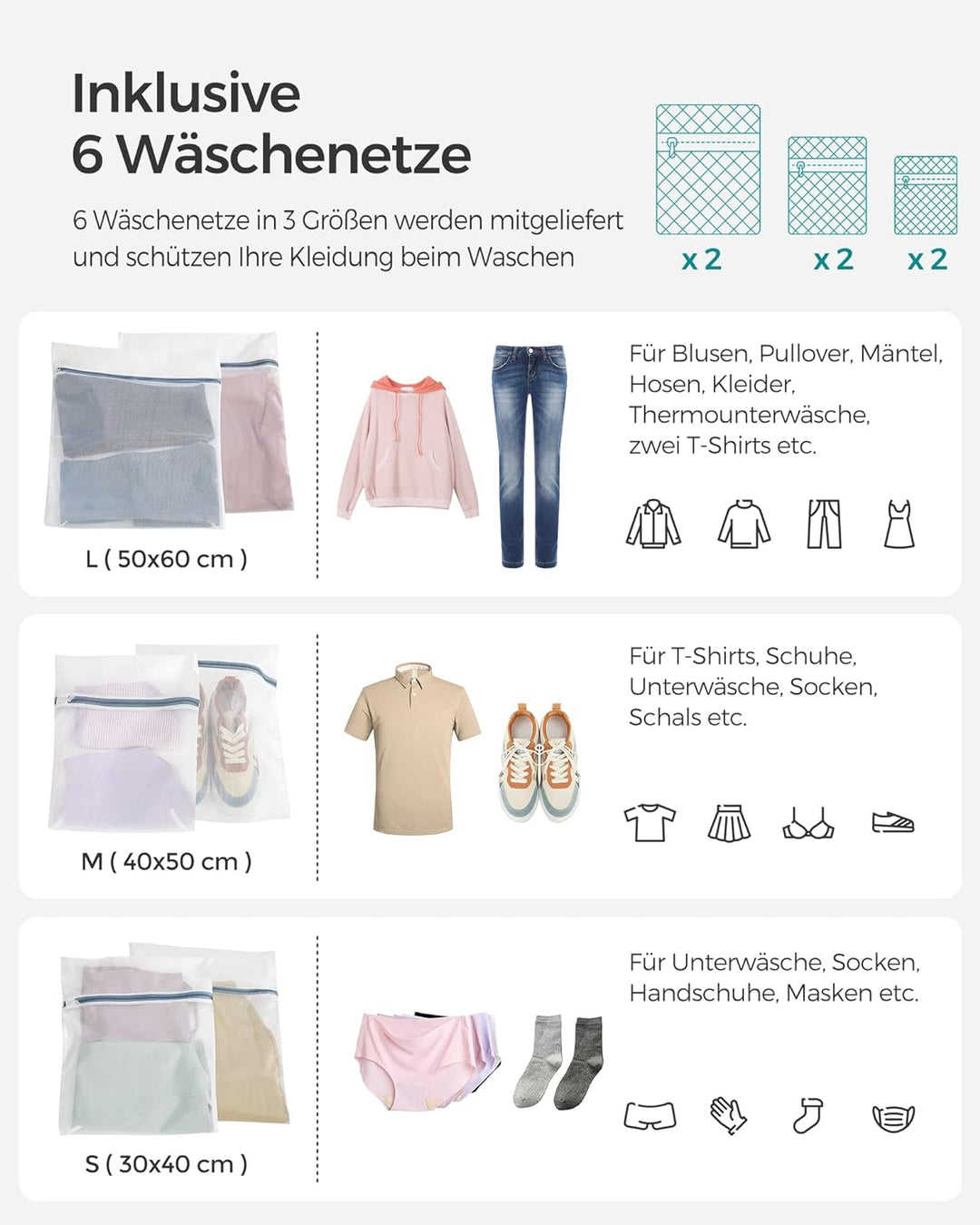 SONGMICS Wäschekorb mit Deckel, Wäschesammler 90 Liter, 2 Fächer, herausnehmbarer Wäschesack mit Gri