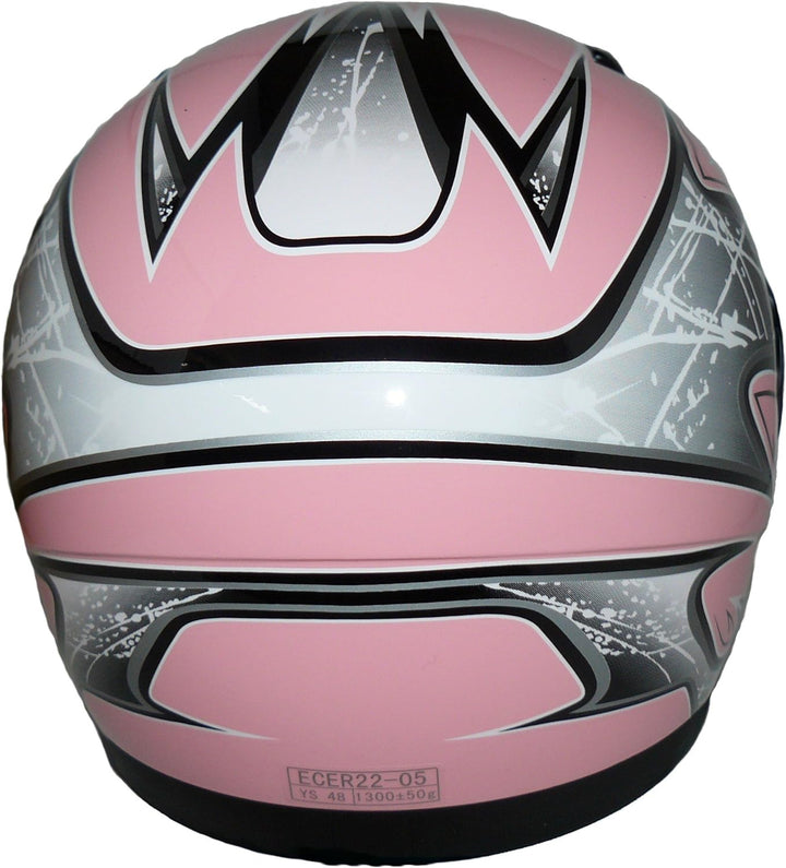 Protectwear Kinder Motorradhelm, Integralhelm, Rosa/Silber Glanz, M (57-58) XXS Rosa/Silber, XXS Ros