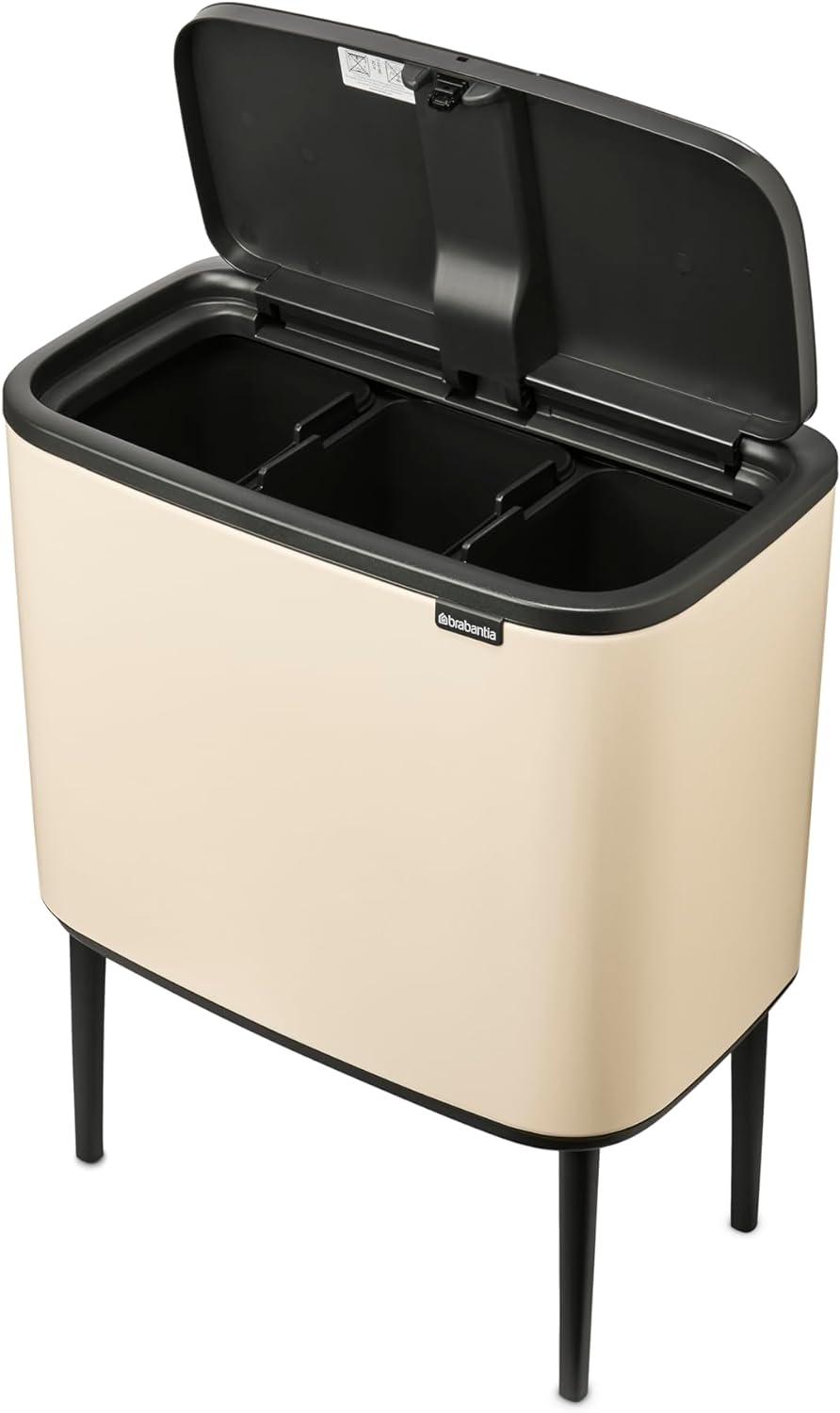 Brabantia - Bo Touch Bin 3x11L - Grosser Mülleimer für die Küche - Soft-Touch-Öffnung - Entnehmbarer