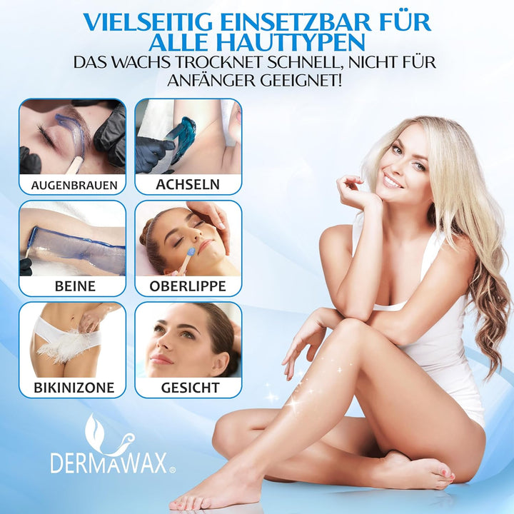 Dermawax 800 Gramm Azure Vegan Waxing Perlen zur Haarentfernung Intimbereich Bikinizone Achseln Rück