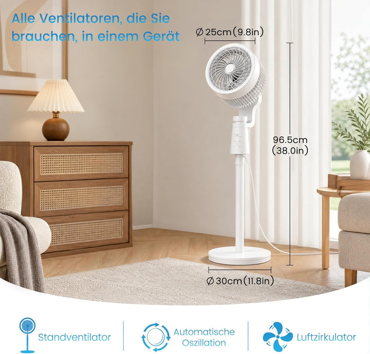 LZQ Standventilator leise 40W Turmventilator mit Fernbedienung, 3 Stufen & 3D Oszillation, Bodenvent