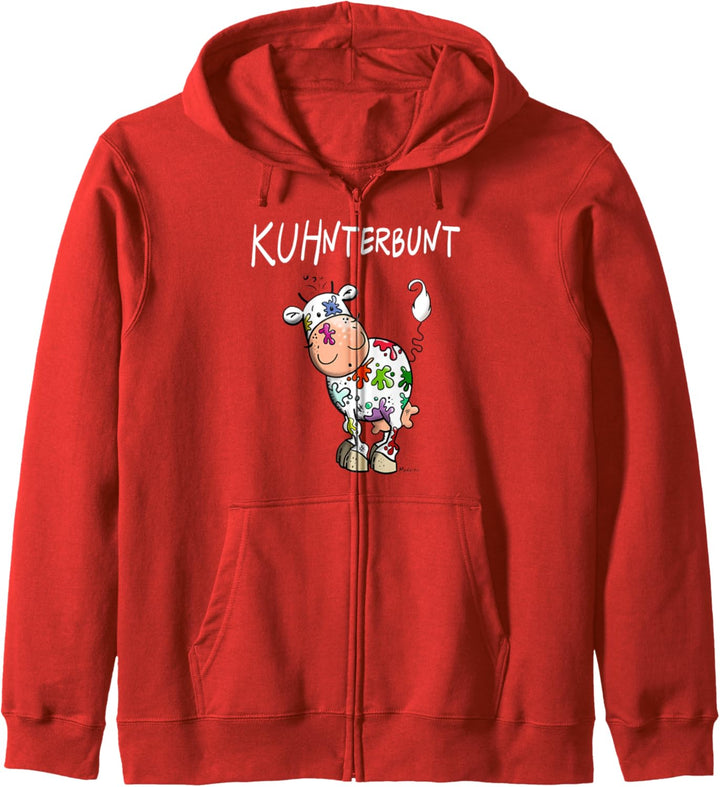 KUHnterbunt Kuh I Bunte Kuh I Farbklecks Rind I Fun Kapuzenjacke