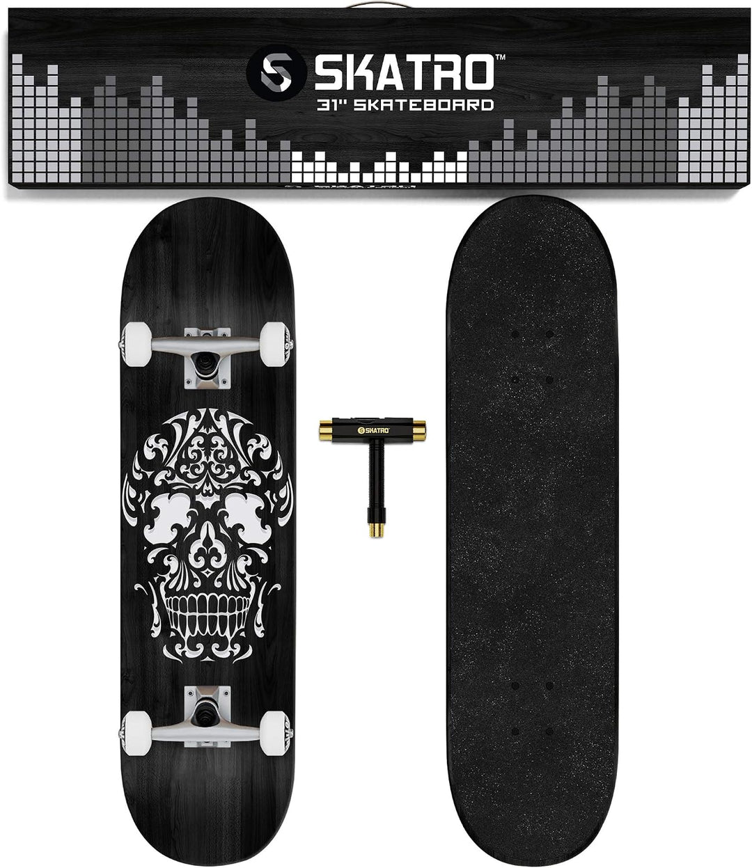 SKATRO - Pro Skateboard, 78,7 cm, komplettes Skateboard, Alter: Erwachsene, Jungen, Mädchen, Anfänge