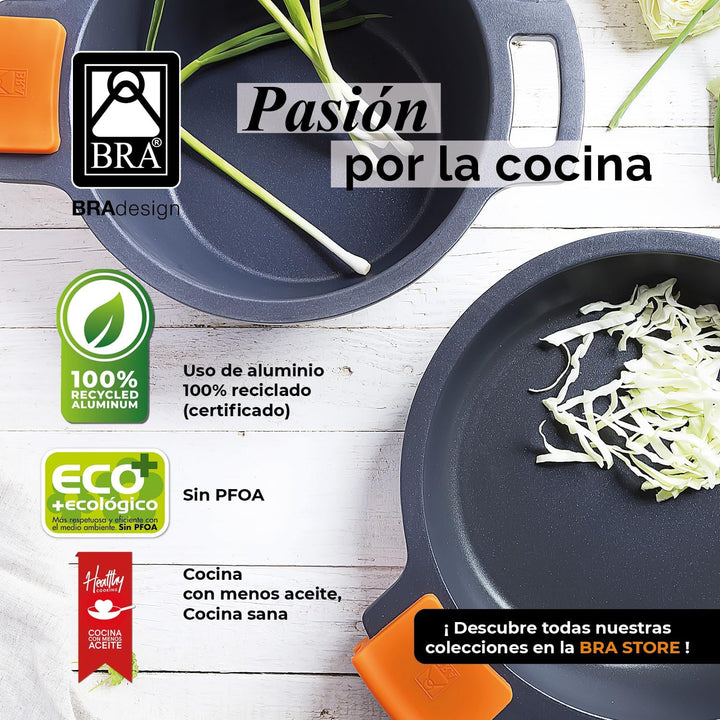 Pintinox Bra - Efficient niedriger Antihaft-Kochtopf 40 cm ohne Deckel für alle Herdarten und Indukt