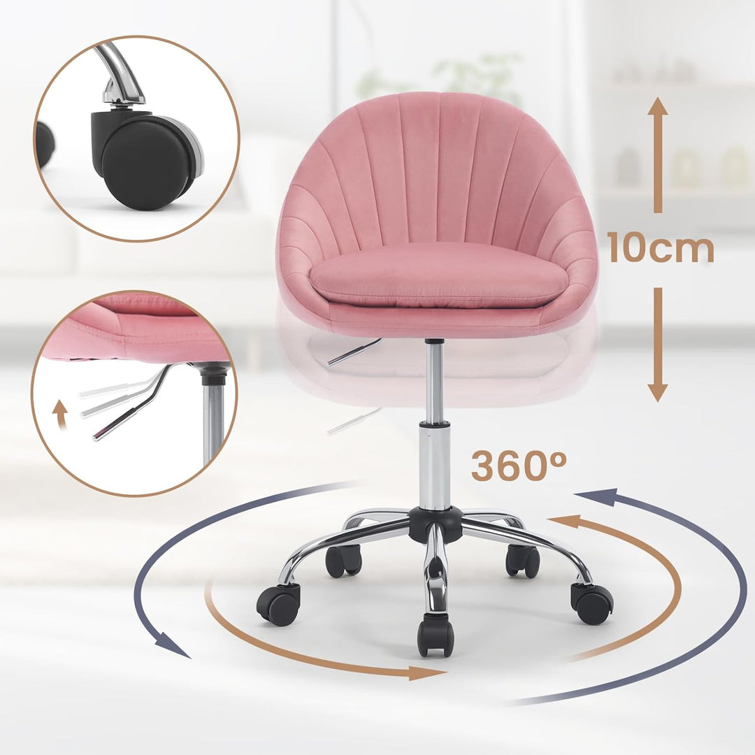 WOLTU Homeoffice Stuhl, Bürostuhl ergonomisch, Schminkstuhl drehbar, Drehstuhl mit Rollen, Schreibti