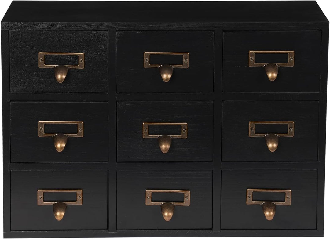 Mini Kommode mit 9 Schubladen, Vintage Schubladenbox Holz Apothekerschrank Desktop Storage Cabinet f