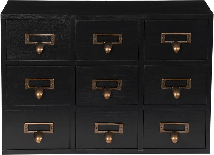 Mini Kommode mit 9 Schubladen, Vintage Schubladenbox Holz Apothekerschrank Desktop Storage Cabinet f