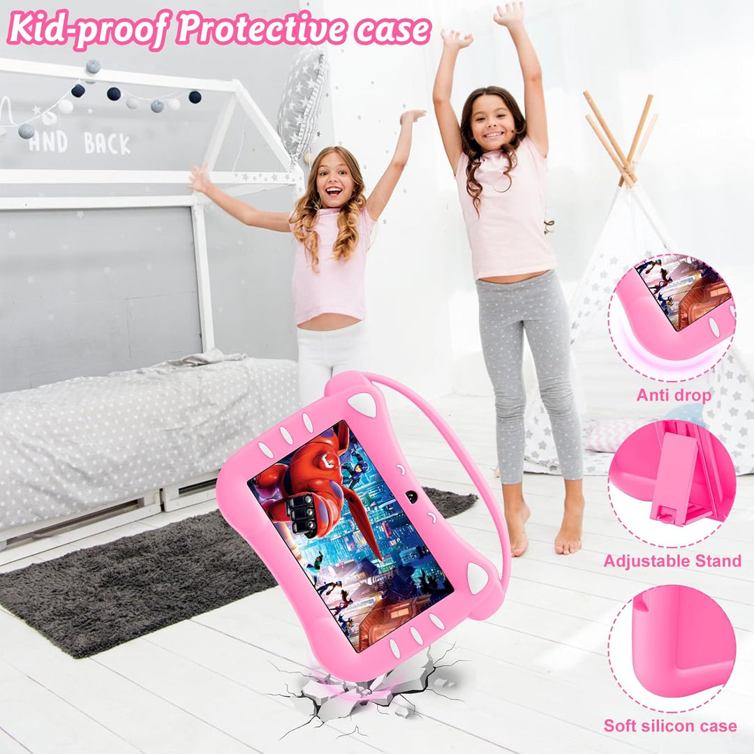 VESWWE Kinder Tablet 7 Zoll Android Tablet für Kinder mit WiFi Bluetooth 32GB ROM kindgerechte Hülle