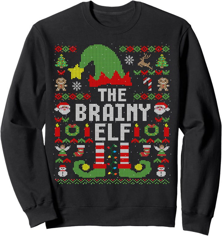 The Brainy Elf Hässliche Weihnachten Passende Familiengruppe Sweatshirt