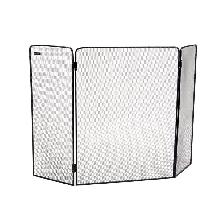 Mind Reader FIRESCREEN-BLK 3-Panel Fireplace Screen Door, Hinged, Portable, Indoor/Outdoor, 26.25" L