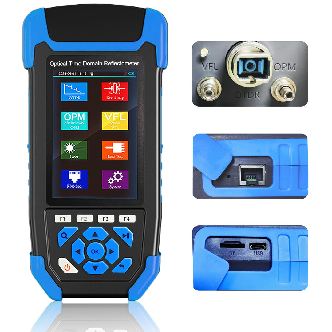OTDR-Glasfaser-kabel-tester, 9-in-1-MultiFunktion OTDR für FTTx 1310/1550nm, 24/22dB, Bis 60KM, Opti