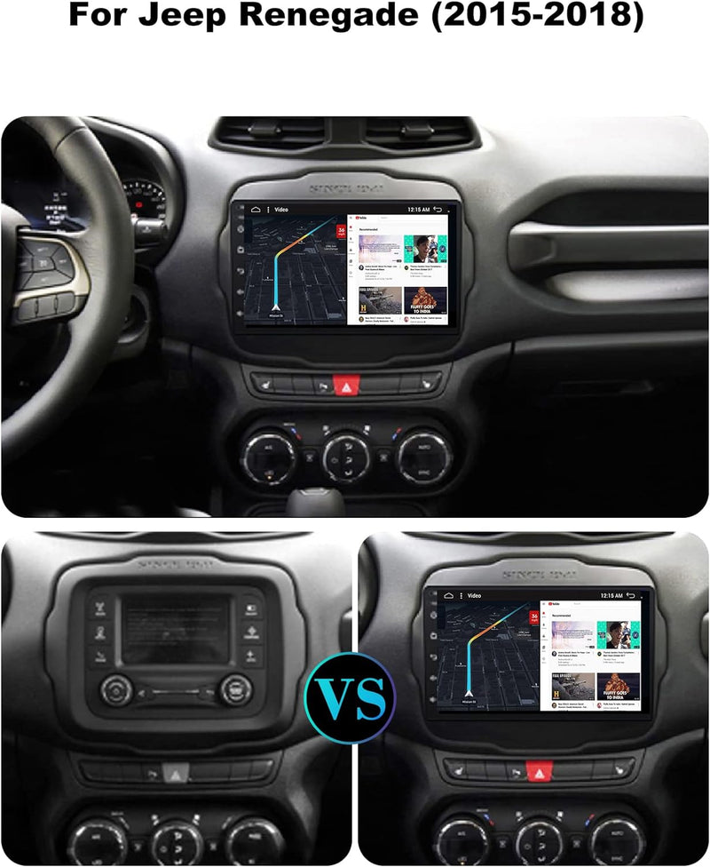 SXAUTO Android 12 IPS Autoradio für Jeep Renegade (2015-2018) - Eingebaut CarPlay/Android Auto - Rüc