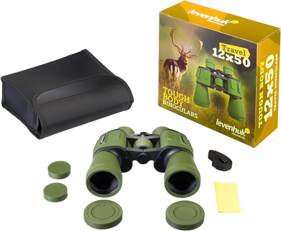Levenhuk Travel 12x50 Zuverlässiges 12x-Feldfernglas für Camping, Jagd und Wildtierbeobachtung, Farb