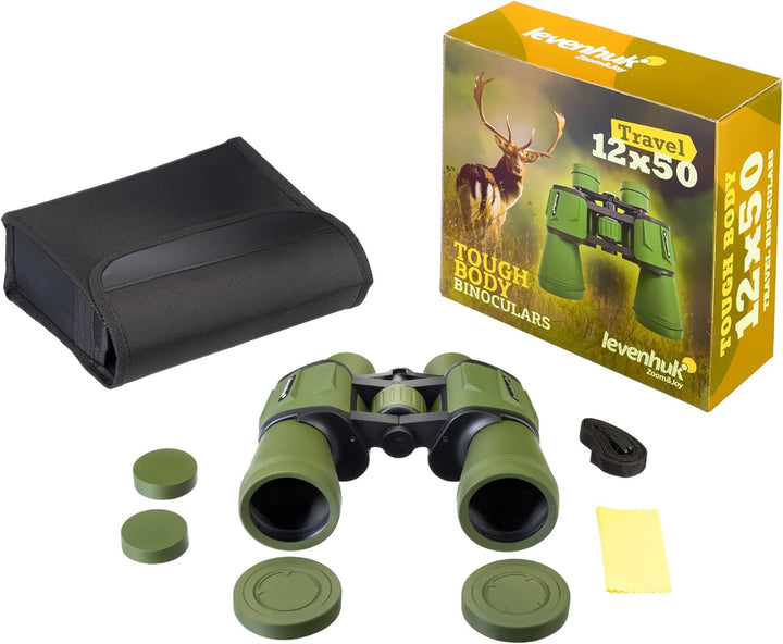 Levenhuk Travel 12x50 Zuverlässiges 12x-Feldfernglas für Camping, Jagd und Wildtierbeobachtung, Farb
