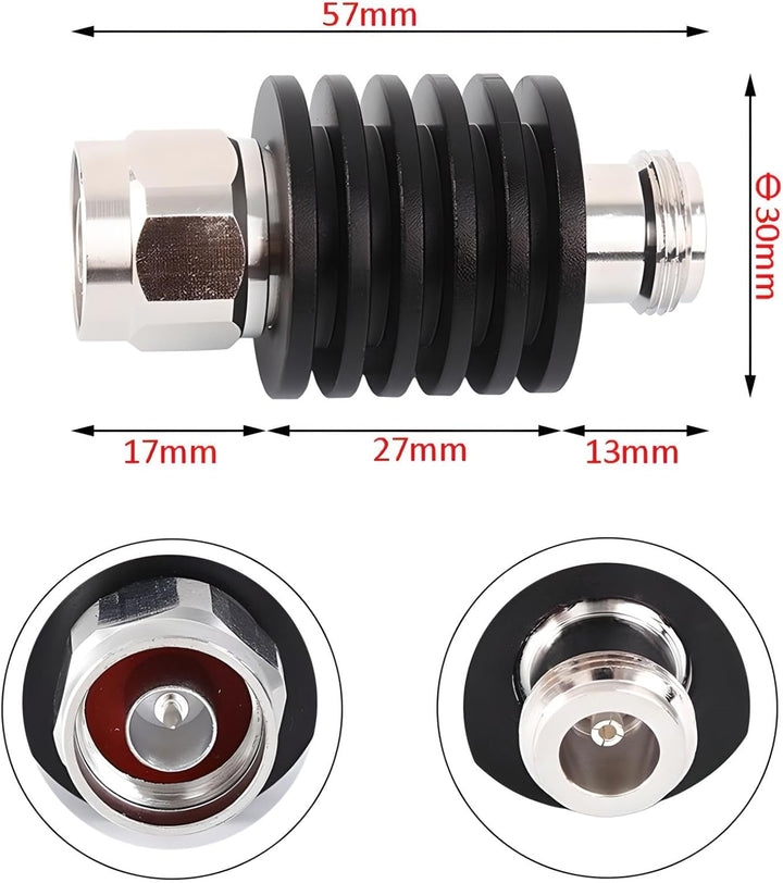 BECEN 15dB 10 Watt N fester Dämpfer - 10 W N-Anschluss 3 GHz RF-Dämpfer 50 Ohm Attenuator, 15dB