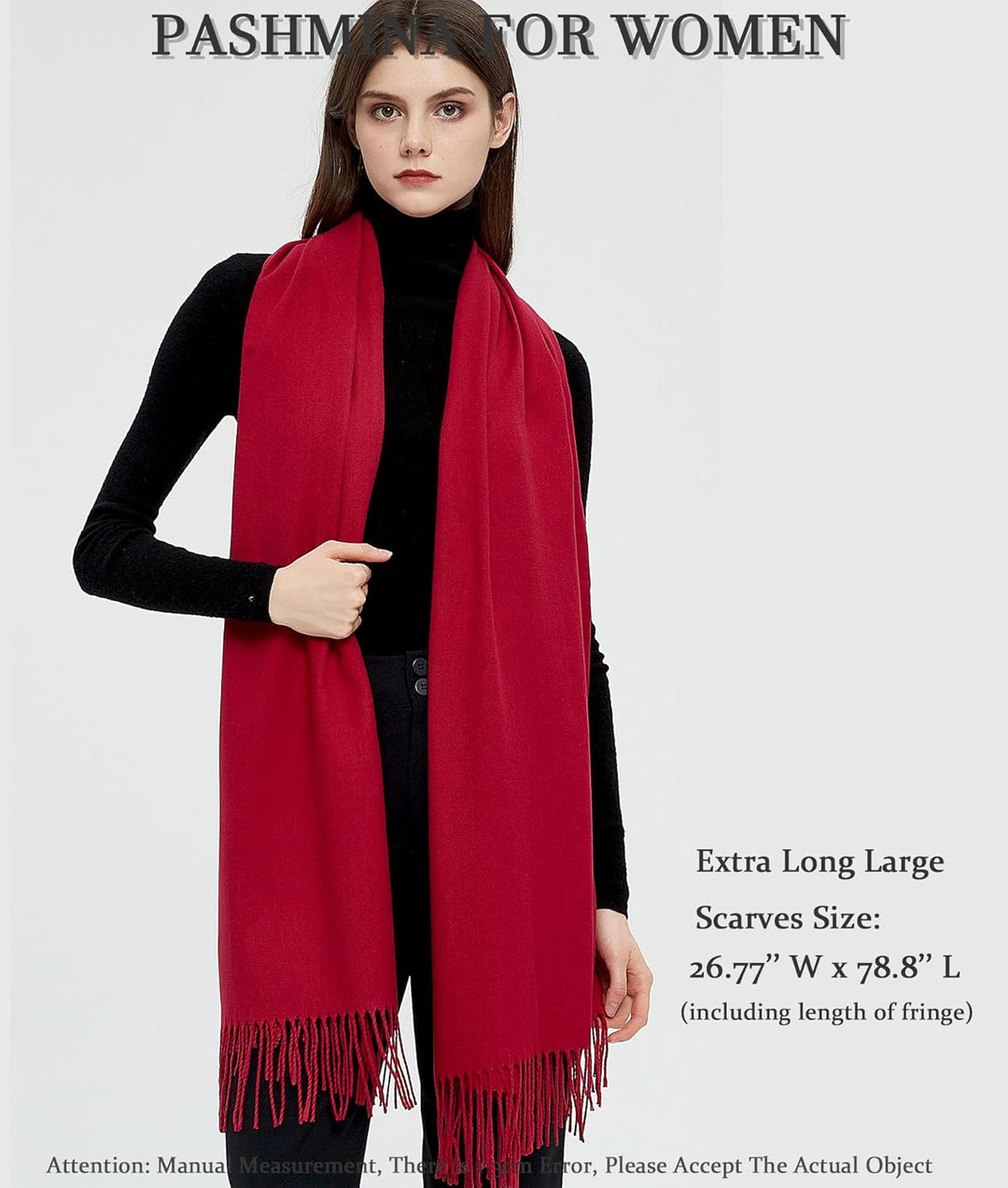 Pashmina Schals und Wraps Schals für Damen Hochzeit Party Winter Warme Lange Solid Color Maroon, Mar