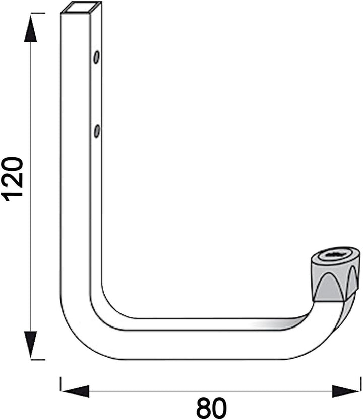9 x SECOTEC® Universalhaken verzinkt 80 x 120 mm Belastbarkeit 45 kg Garagenhaken Werstatthaken 9 It