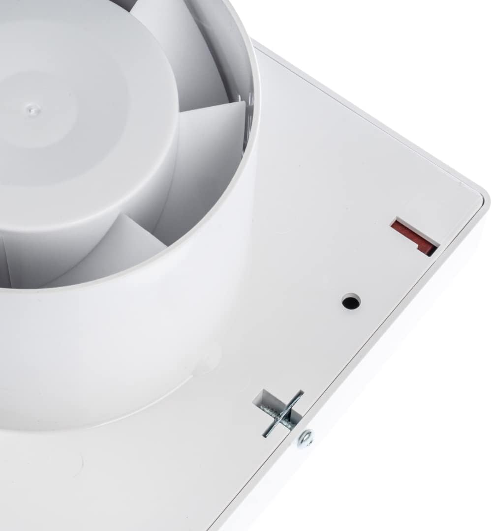 EUROPLAST Badlüfter 100 mm Abluftventilator mit elektrischem innenverschluss, nachlaufzeit und Feuch