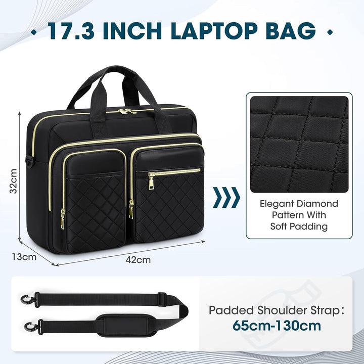 RAINSMORE Laptoptasche 17,3 Zoll für Damen Laptop Aktentasche Wasserdichte Laptop Notebook Tasche Bu
