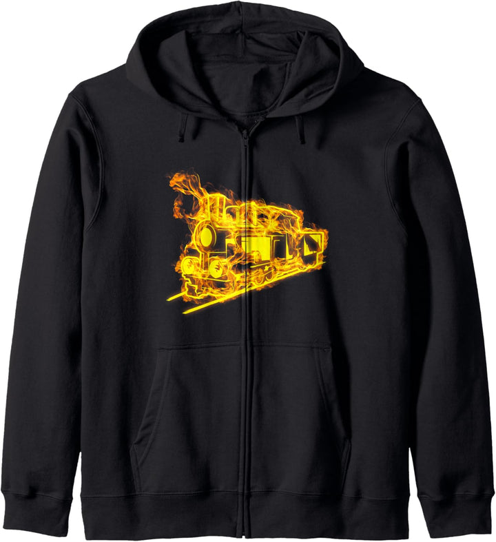Feuer Dampflokomotive Flammen Eisenbahn Lok Lokführer Kapuzenjacke