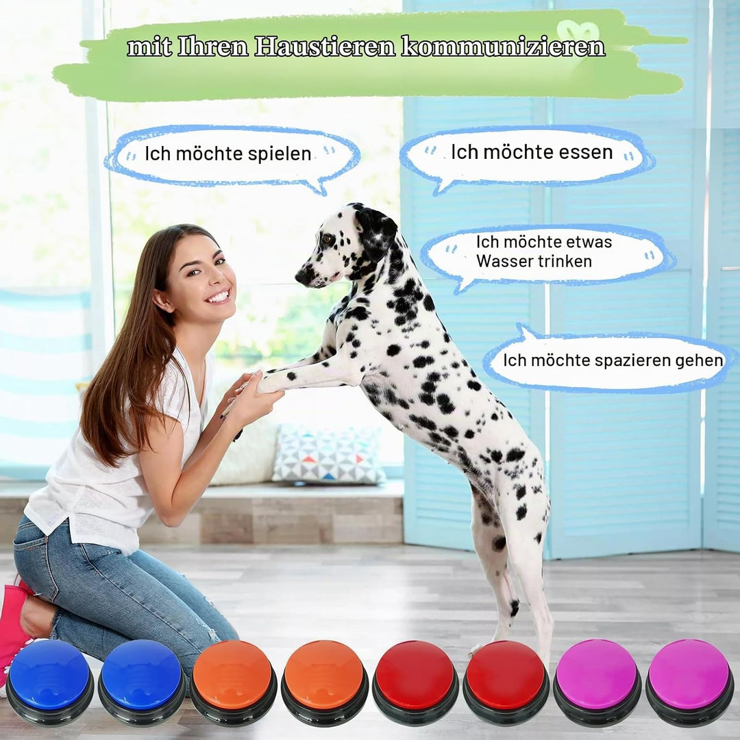 Gelabur Set von 8 Hunde-Tasten für die Kommunikation, Sprachaufzeichnbare Taste, Hunde Training spre