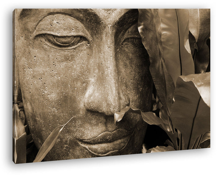 deyoli Zen Buddha Statur Format: 80x60 Effekt: Sepia als Leinwandbild, Motiv fertig gerahmt auf Echt