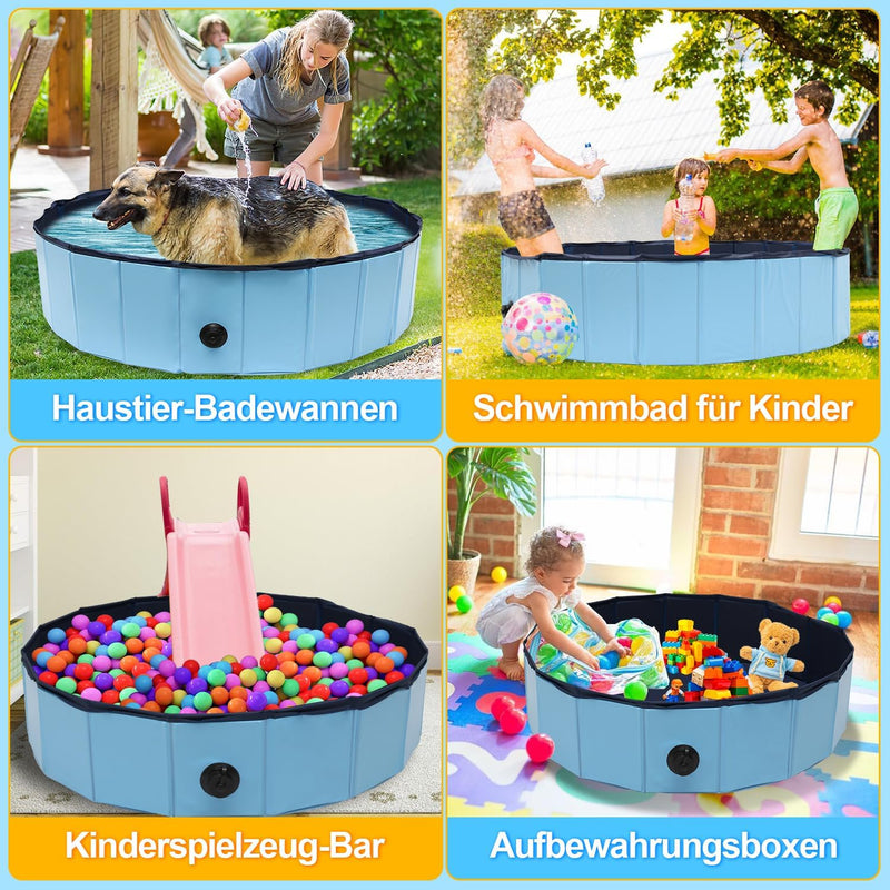 Vigevee Hundepool Klappbares 120 * 30CM, Hundepool fur Grosse Hunde, Hundebadewanne Hunde Planschbec