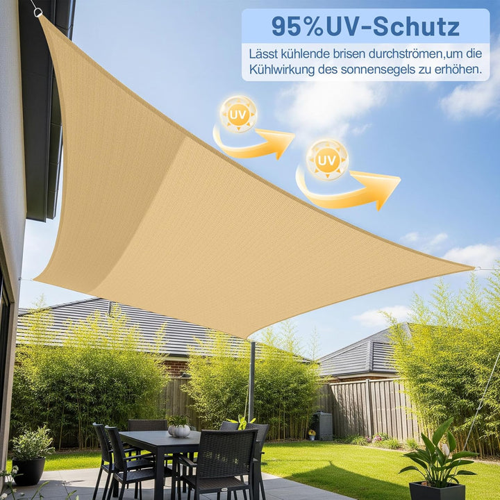 LOVE STORY Sonnensegel 2x3m Rechteckig Schattenspende für Terrasse | HDPE-Stoff Wasserdurchlässig,Lu