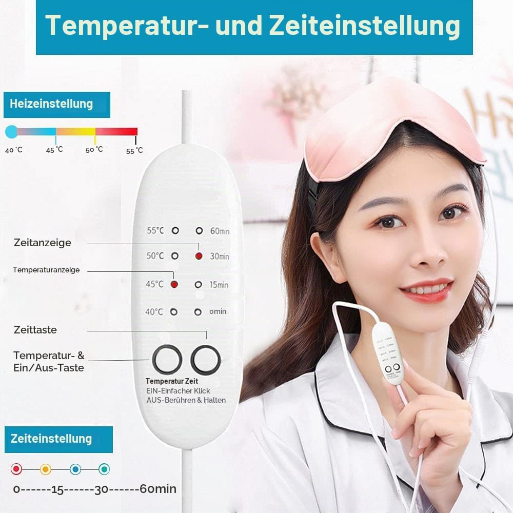 Beheizbare Augenmaske für trockene Augen, PJYU Wärmende Augenmaske Elektrische Maske zur Behandlung