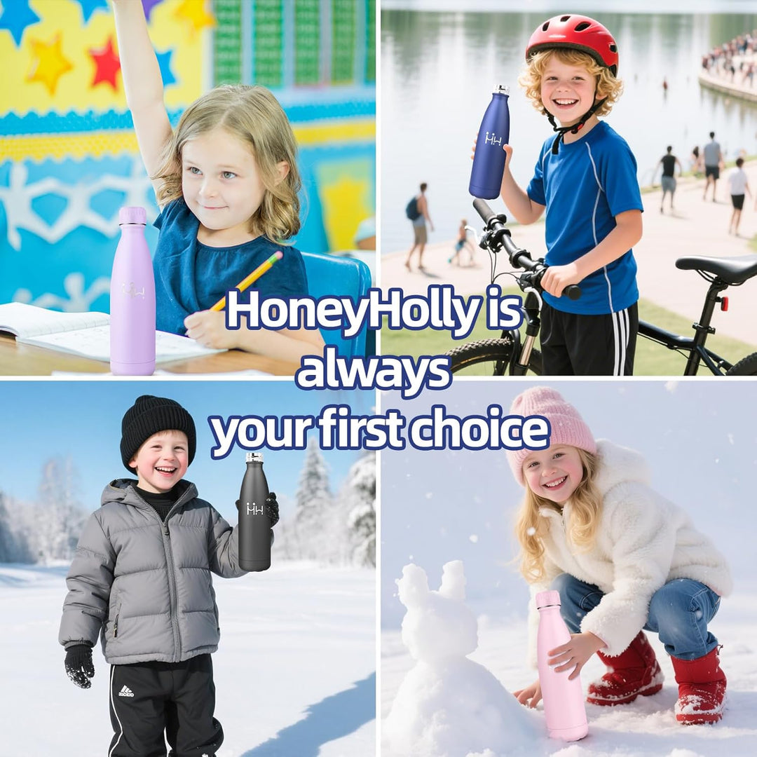 HoneyHolly Trinkflasche Edelstahl Kinder Sport, 500ML BPA-frei, Thermosflasche, Wasserflasche Doppel