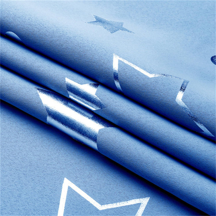 Freyamy Vorhang Blickdicht Hellblau Mond Sternenvorhänge 2 Stück,200x100cm (HxB) Niedliche Vorhänge