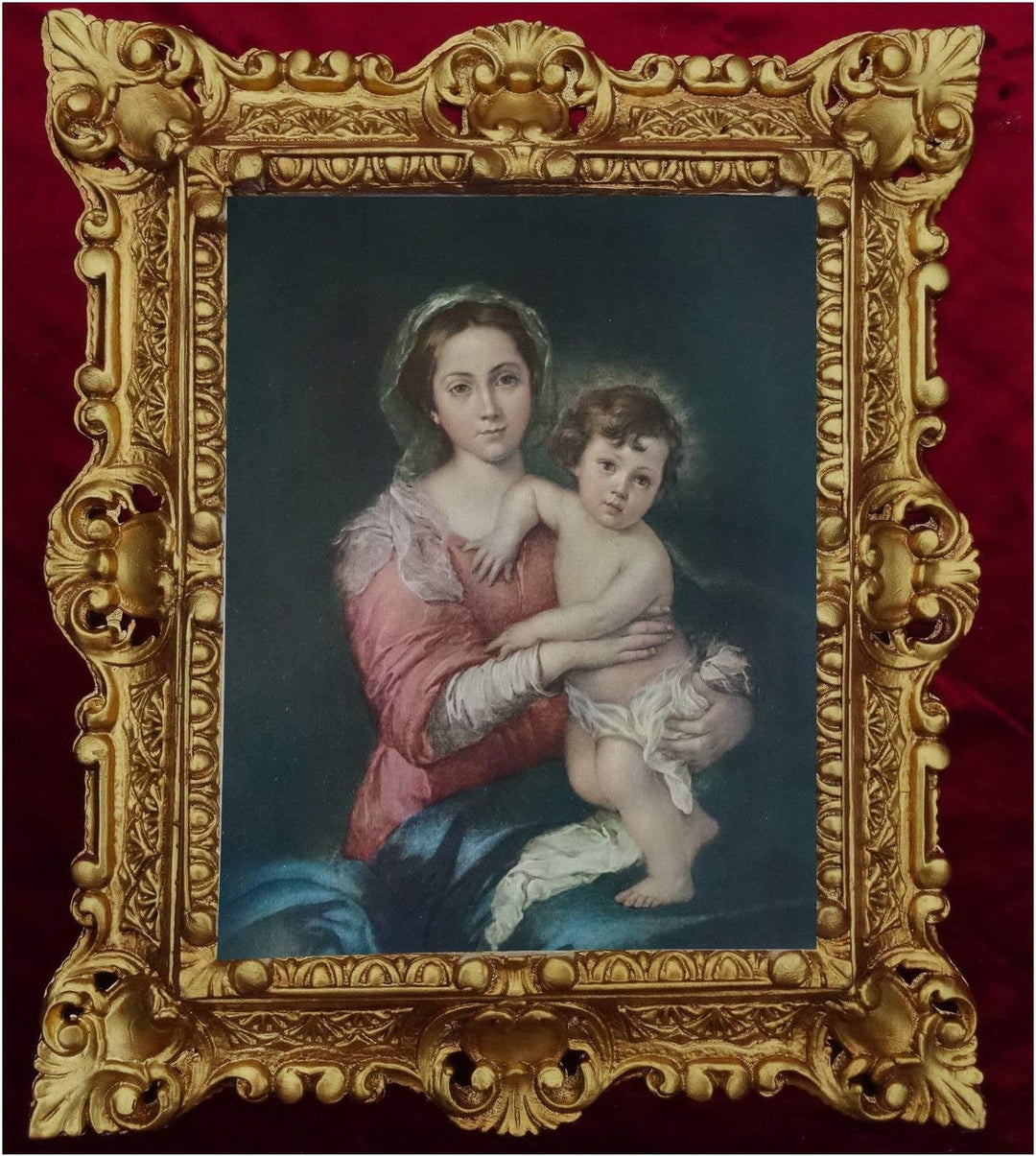 Gemälde Repro Bild Religiös Künstler Murillo Maria Kind Ikonen Bilder Antik Barock Antik look 45x38c