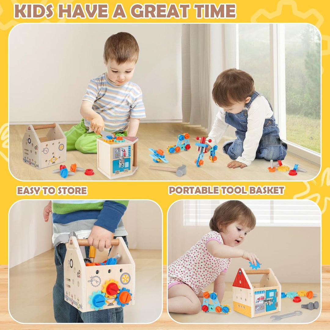 Werkzeugkoffer Kinder Werkzeug Holzspielzeug Spielzeug ab 3 Jahre Kinderwerkzeug Montessori Spielzeu