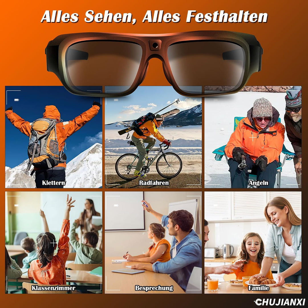 Brille Mit Kamera 4k, Mini Kamera, Aktualisierte Tragbare Actionkamera | Unterstützung Nehmen Foto/V