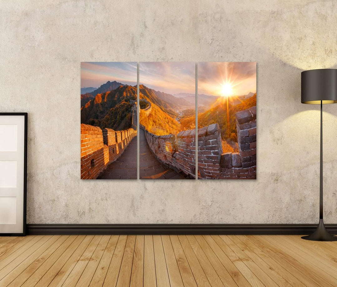 islandburner Bild auf Leinwand Chinesische Mauer China Herbst Bilder Wandbilder Poster Leinwand 130x